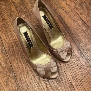 Satin gold bridesmaid shoes